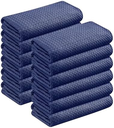 Waffle Weave Dish Towels 12 Pack, 16x26 Inches, Quick Dry Towels by SoftopiaCotton