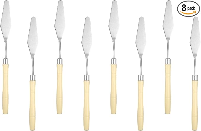 HARFINGTON 8pcs Palette Knife Painting Tool 7.68" Pointed Stainless Steel Blade by HARFINGTON