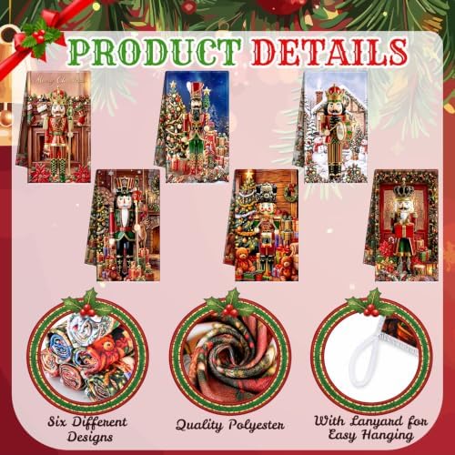 Redbaker 6 Pcs Christmas Kitchen Towels, Nutcracker Funny Dish Towel, Xmas - Image 3