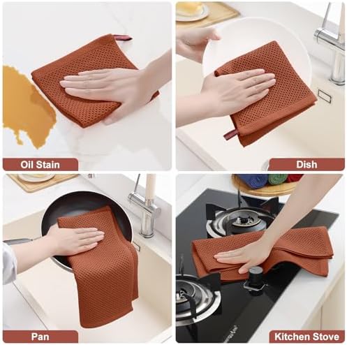 Homaxy 10 Pack 100% Cotton Kitchen Towels and Dishcloths Set - Image 5