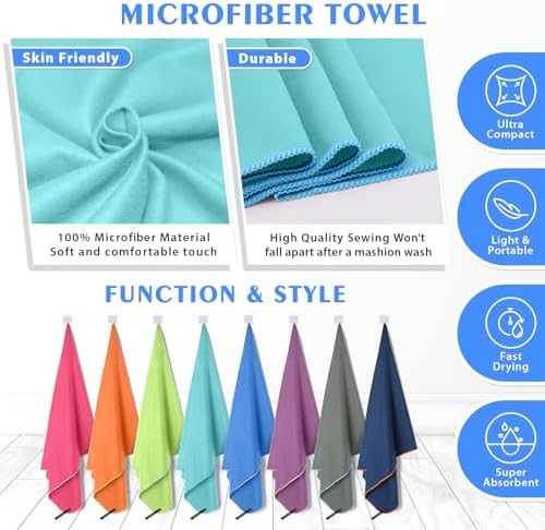HOEAAS 2 Pack Microfiber Camping Towels, Quick Dry Towel, Super Absorbent Ultra - Image 6