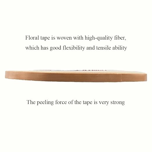 HAHIYO Light Brown 0.25Inch Wide Floral Tape, Waterproof Florist Tape Flower Wrap Adhesive Waterproof Decorative Tape for Bouquet Stem Wrapping Flower Arranging Craft, 2Rolls 200Feet/66Yard Total