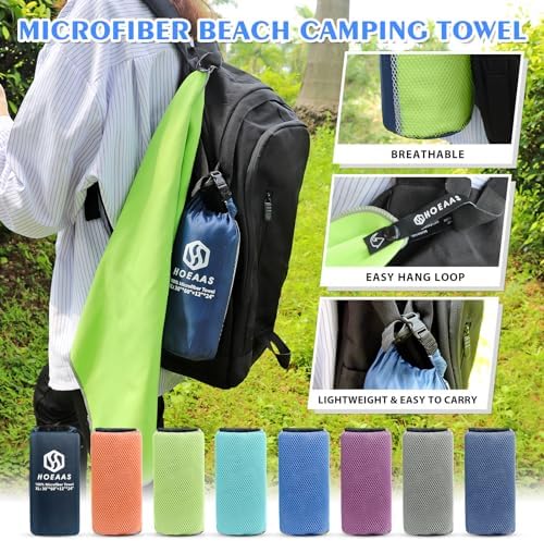 HOEAAS 2 Pack Microfiber Camping Towels, Quick Dry Towel, Super Absorbent Ultra - Image 6