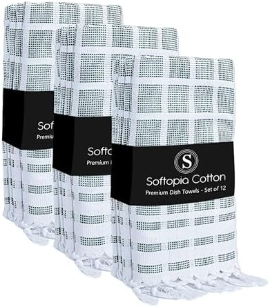 Matrix Dobby Kitchen Towels 12 Pack, 100% Cotton, 16x26 Inches, Reusable Dish by SoftopiaCotton