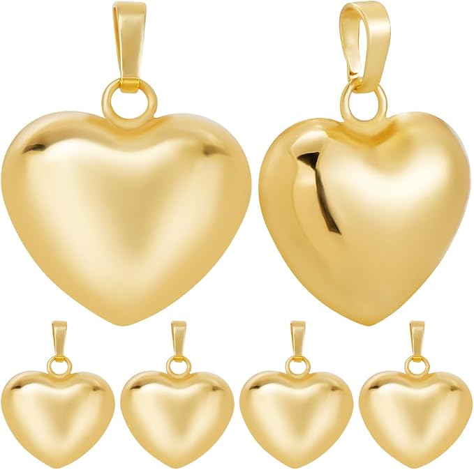 Beebeecraft 1 Box 10Pcs Puffed Heart Charm 18K Gold Plated Smooth Small Love by Beebeecraft