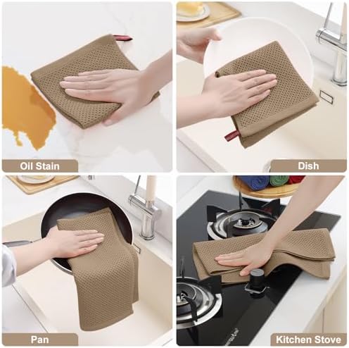 Homaxy 8 Pack 100% Cotton Kitchen Towels and Dishcloths Set - Image 5