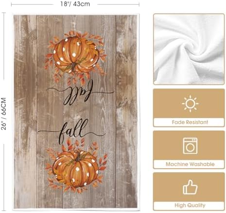 Artoid Mode Wood Pumpkin Leaves Fall Kitchen Towels Set of 2 18x26 Inch - Image 6