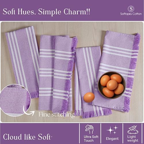 Striped Kitchen Towels 4 Pack, 16x26 Inches, 100% Cotton, Absorbent Dish Towels - Image 4
