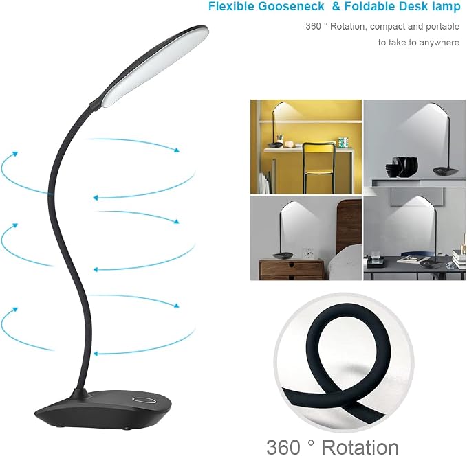 DEEPLITE LED Desk Lamp with Flexible Gooseneck 3 Level Brightness, Battery - Image 3