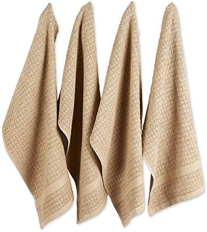 DII Basic Terry Collection Waffle Dishtowel Set, Solid Stone, 4 Piece by DII