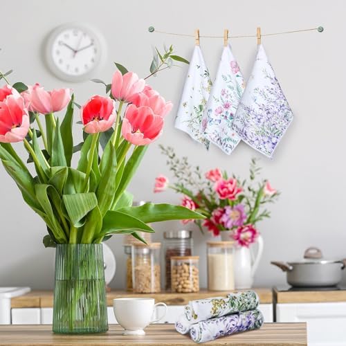 Redbaker 6 Pcs Wildflower Kitchen Towels Floral Butterfly Dish Cloth Set - Image 4