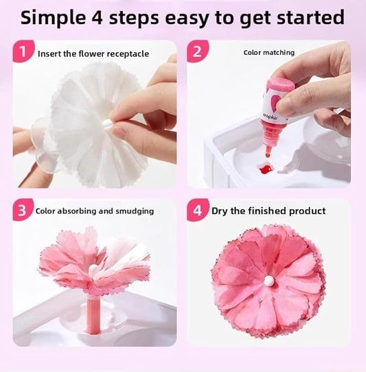Science Craft Kit: Color Mixing & Dyeing Paper Flower Bouquet for Adults, Teens & Kids 8-12. Handmade Craft for Women's Group Activities & Stem Family Fun, Gift for Birthday Christmas, (Green Florist)