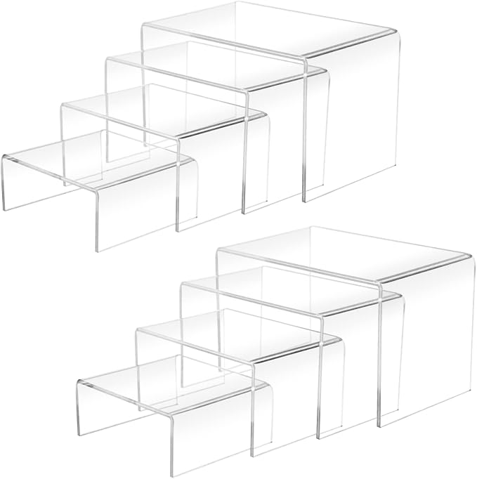 Cerpourt 8Pcs Acrylic Display Risers Clear Product Stand, Cupcakes Holder by Cerpourt