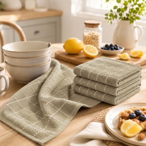 Kitinjoy 100% Cotton Kitchen Towels and Dishcloths Set - Image 3