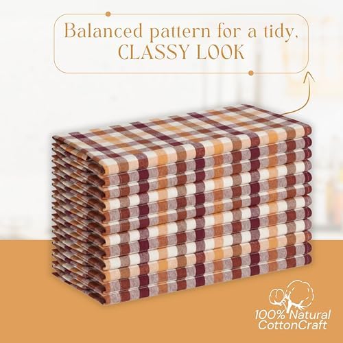 Multicolor Check Kitchen Towels 12 Pack, 100% Cotton Tea Towels, Absorbent - Image 7