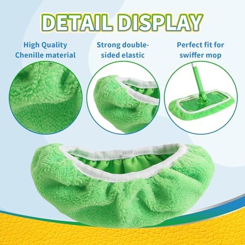 3-Pack Reusable Washable Chenille Mop Pads, Microfiber Dry Wet Refills - Image 3