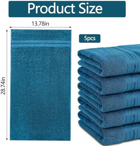 Luxury Hand Towels Set for Bathroom, 5 Pack, Light Blue - Image 3