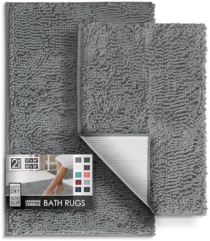 Hearth & Harbor Bathroom Rugs, Chenille Bath Mat by HearthHarbor