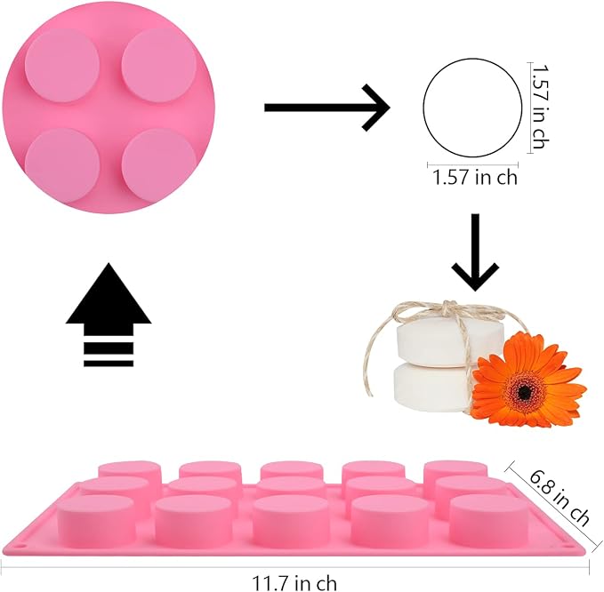 Sakolla 2 Pack Cylinder Silicone Soap Molds, 15 Cavity Mini Round Silicone Molds - Image 2