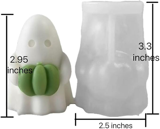 Ghost Holding Pumpkin Resin Mold, Halloween Candle Making Molds Fun Kit Cute Ghost and Pumpkin Epoxy Resin Molds Silicone DIY Craft