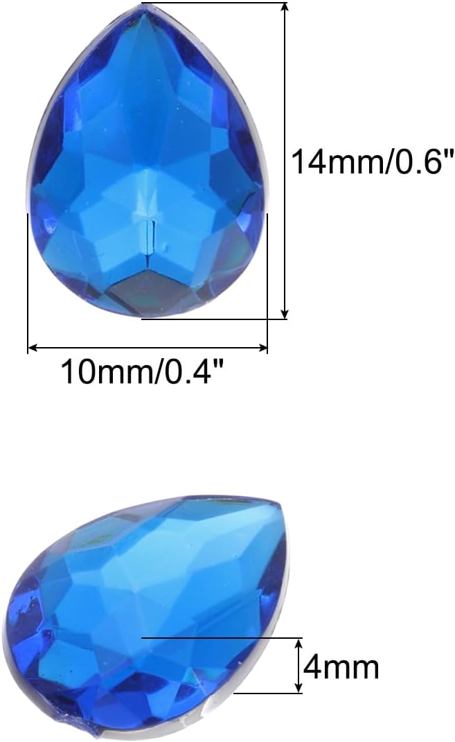 MECCANIXITY 50PCS Flat Back Acrylic Teardrop Gems 10x14mm Artificial Rhinestones - Image 2