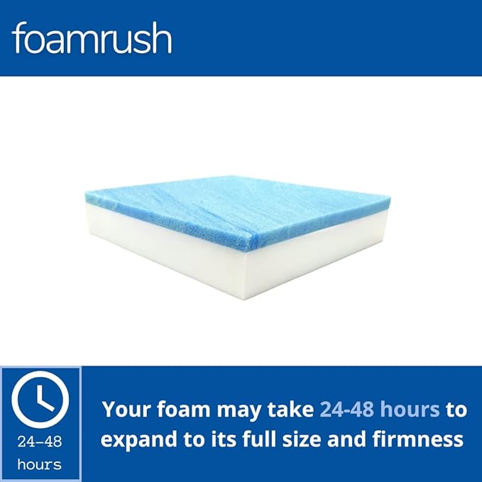 FoamRush 9" x 24" x 24" Gel Memory Foam Bench Cushion Replacement Medium Firm (Upholstery Foam, Seat Replacement, Upholstery Sheet, Foam Rubber Padding, Couch, Sofa Cushion, Mattress) Made in USA