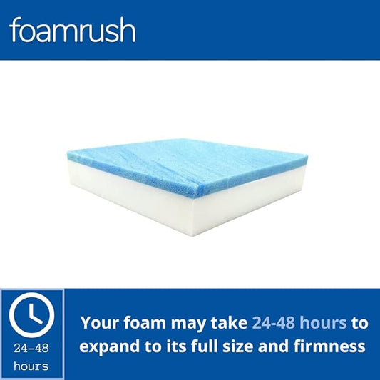 FoamRush 8" x 24" x 24" Gel Memory Foam Upholstery Square Cushion Medium Firm (Chair & Wheelchair Seat Cushion Replacement, Square Foam Dining Chairs, Couch, Sofa, Rubber Padding)
