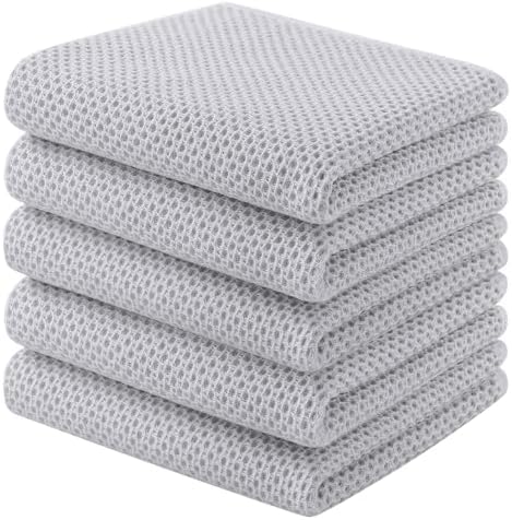 Homaxy 100% Cotton Waffle Weave Kitchen Towels, Light Gray by Homaxy