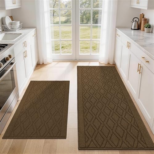 COSY HOMEER Kitchen Rugs Sets of 2 Non-Slip Washable, 60x24Inch/35X24Inch by COSYHOMEER