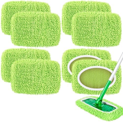 8 Pack Green Reusable Chenille Mop Pads Fit by Nicemiya