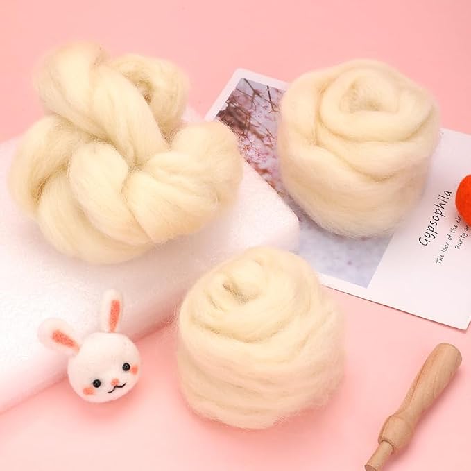 Catopia Wool Roving Yarn, 100G/3.53OZ Soft Felting Wool Pure Chunky Roving Yarn - Image 3
