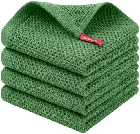 Homaxy 100% Cotton Waffle Weave Kitchen Dish Cloths, Grass Green by Homaxy