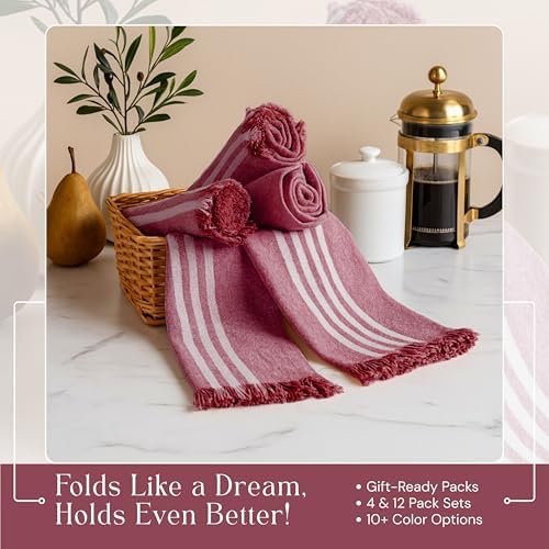 Stripe Kitchen Towels 12 Pack, 16x26 Inches, Reusable Wipe Rags, Absorbent and - Image 6