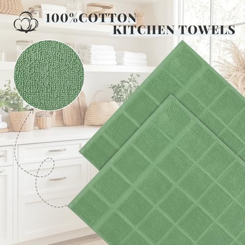 Homaxy 100% Cotton Kitchen Towels 18"x28", 6 Pack Dish Towels, Grass Green - Image 3