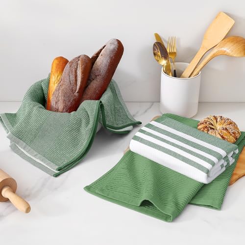 Homaxy Cotton 380 GSM Premium Kitchen Towels, 9 Pack, Grass Green - Image 6