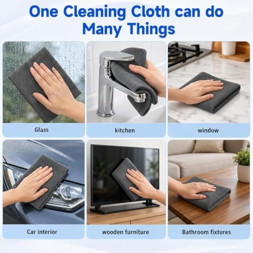 5 Pack Magic Cleaning Cloth, Thick Microfiber Streak Free Cleaning Wipes - Image 5