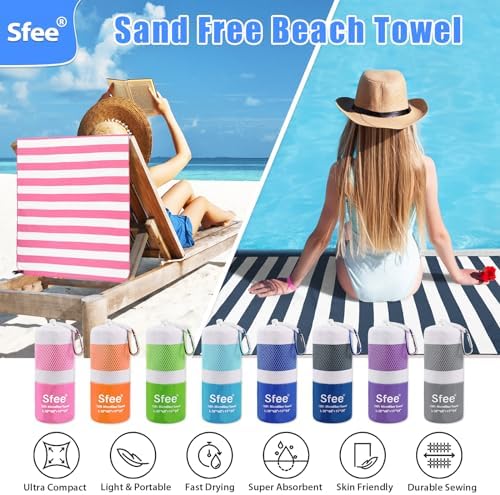 Sfee 4 Pack Microfiber Travel Towel, Beach Towel Quick Dry Towel Camping Towel - Image 3