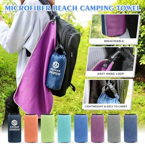 HOEAAS 2 Pack Microfiber Camping Towels, Quick Dry Towel, Super Absorbent Ultra - Image 6
