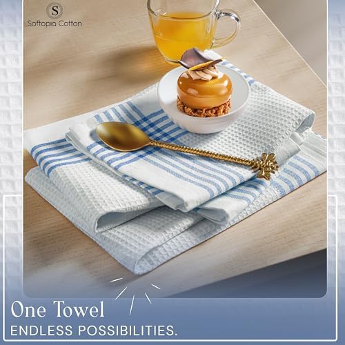 Waffle White & Multi Colors Kitchen Towels Set of 4, 100% Cotton, 16x26 inches - Image 4