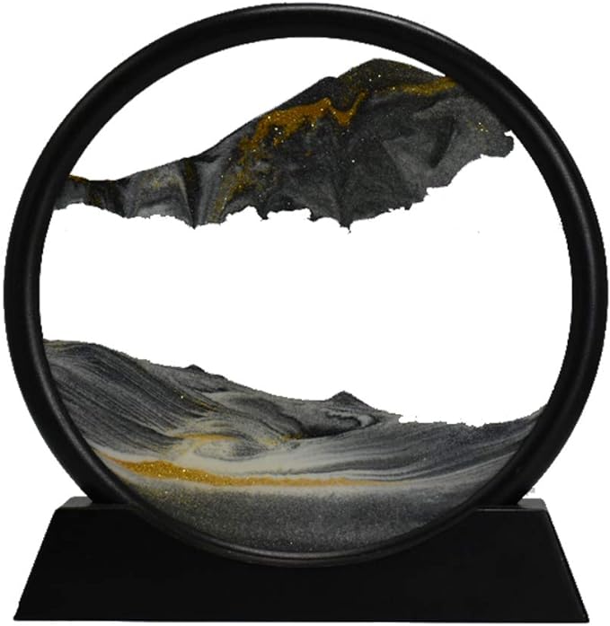 Aoderun Moving Sand Art Picture Round Glass 3D Deep Sea Sandscape in Motion by Aoderun