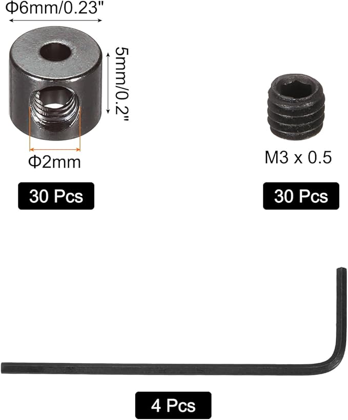 MECCANIXITY 30 Pcs Metal Locking Pin Backs, Locking Pin Keepers Locking Clasp 5mm(H) with 4 Wrench Replacement in Storage Case for Badge, Brooch, Black Tone