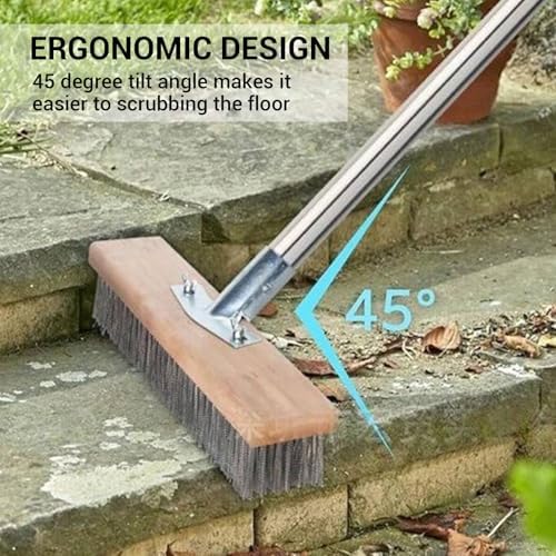 Deck Brush with Long Handle, Wire Deck Scrub Brush, High Efficiency Stainless - Image 4