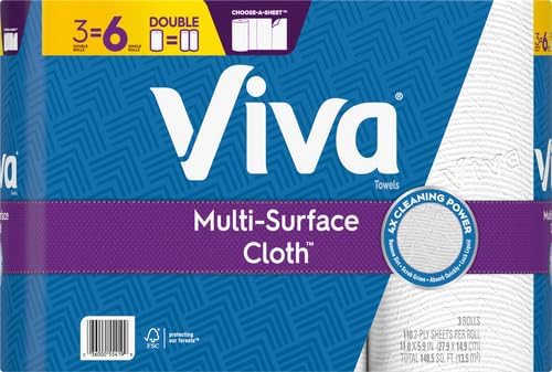 Viva Multi-Surface Cloth Paper Towels, 3 Double Rolls, 110 Sheets Per Roll - Image 2