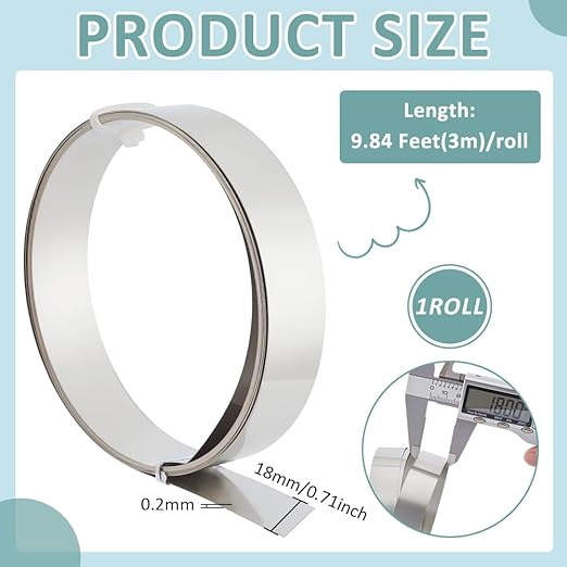 BENECREAT 9.84 Feet 32Gauge Flat Nickel Silver Wire, 18mm Wide Flat Bezel White Copper DIY Bezel Setting Wire for DIY Jewelry Craft Making Gem Wrapping