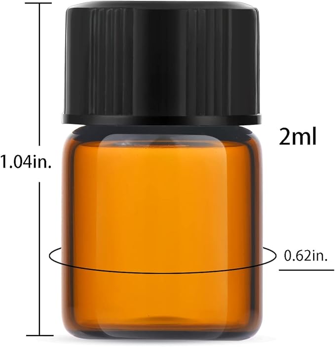 2ml Amber Small Glass Vials 100pcs with Screw Caps(100pcs)