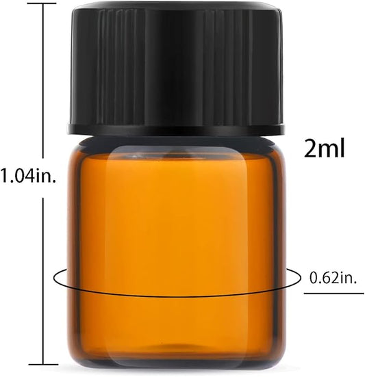2ml Amber Small Glass Vials 100pcs with Screw Caps(100pcs)