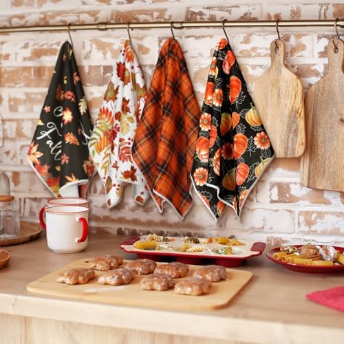 Bencailor 4 Pcs Fall Kitchen Towels Maple Leaves Hand Dish Towels Gift - Image 4
