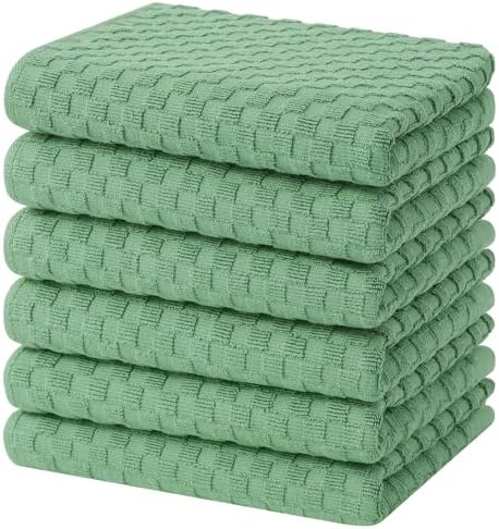 Homaxy 100% Cotton Terry Kitchen Towels, Grass Green by Homaxy