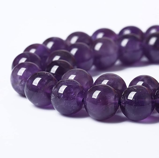 90PCS 8mm Natural Amethyst AAAAA Purple Crystal Quartz Beads Gemstones Round Stone Beads for Jewelry Making DIY Bracelet Necklace 2 Strand 32"