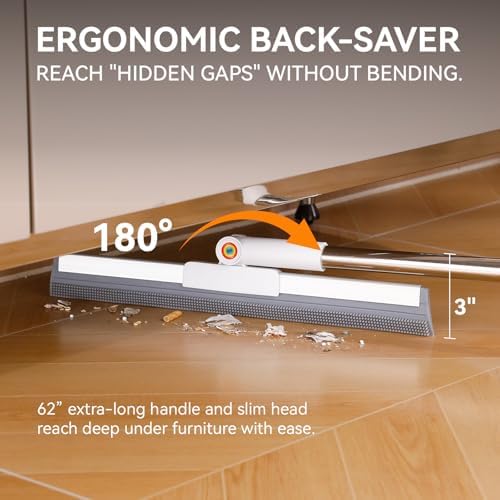 Magic Squeegee Broom for Floors, 62 in Handle, Rubber Pet Hair Remover - Image 3